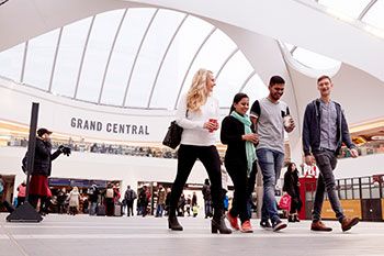 Students walking though the Grand Central train station