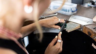 Close-up of jewellery being made