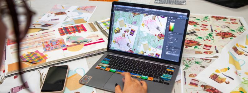 Student working on their portfolio